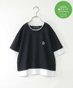 【SALE/40%OFF】ikka 【速乾/親子コーデ】ドライ鹿の子5分袖レイヤードTシャツ(120~160cm) イッカ トップス カットソー・Tシャツ グリーン ネイビー