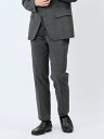 【SALE/50%OFF】TAKA-Q クロスストレッチ裏起毛 スリムフィット ノータックスラックス チェックグレー(セットアップ可能) タカキュー スーツ・フ...
