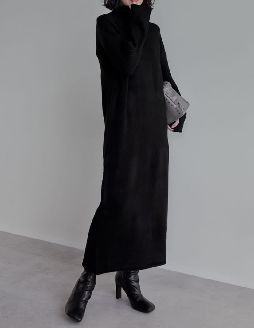 Re:EDIT 前後2WAYハイネック指穴マキシニットワンピース リエディ ワンピース・ドレス ワンピース ブラック レッド グレー ホワイト【送料無料】