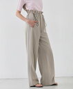 BEIGE, 【洗える】RUE / ウエストゴムワイドストレートパンツ ベイジ, パンツ その他のパンツ ブラック【送料無料】