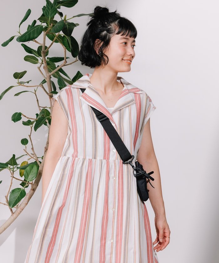 【SALE／51%OFF】FREAK'S STORE インド マルチストライプ ノースリーブVネック シャツワンピース 25SS ..