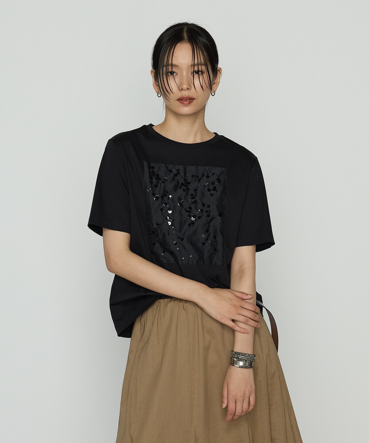 [ TALLサイズ ] シルキースムース Tシャツ コムサ トップス カットソー・Tシャツ ホワイト グレー ブラック