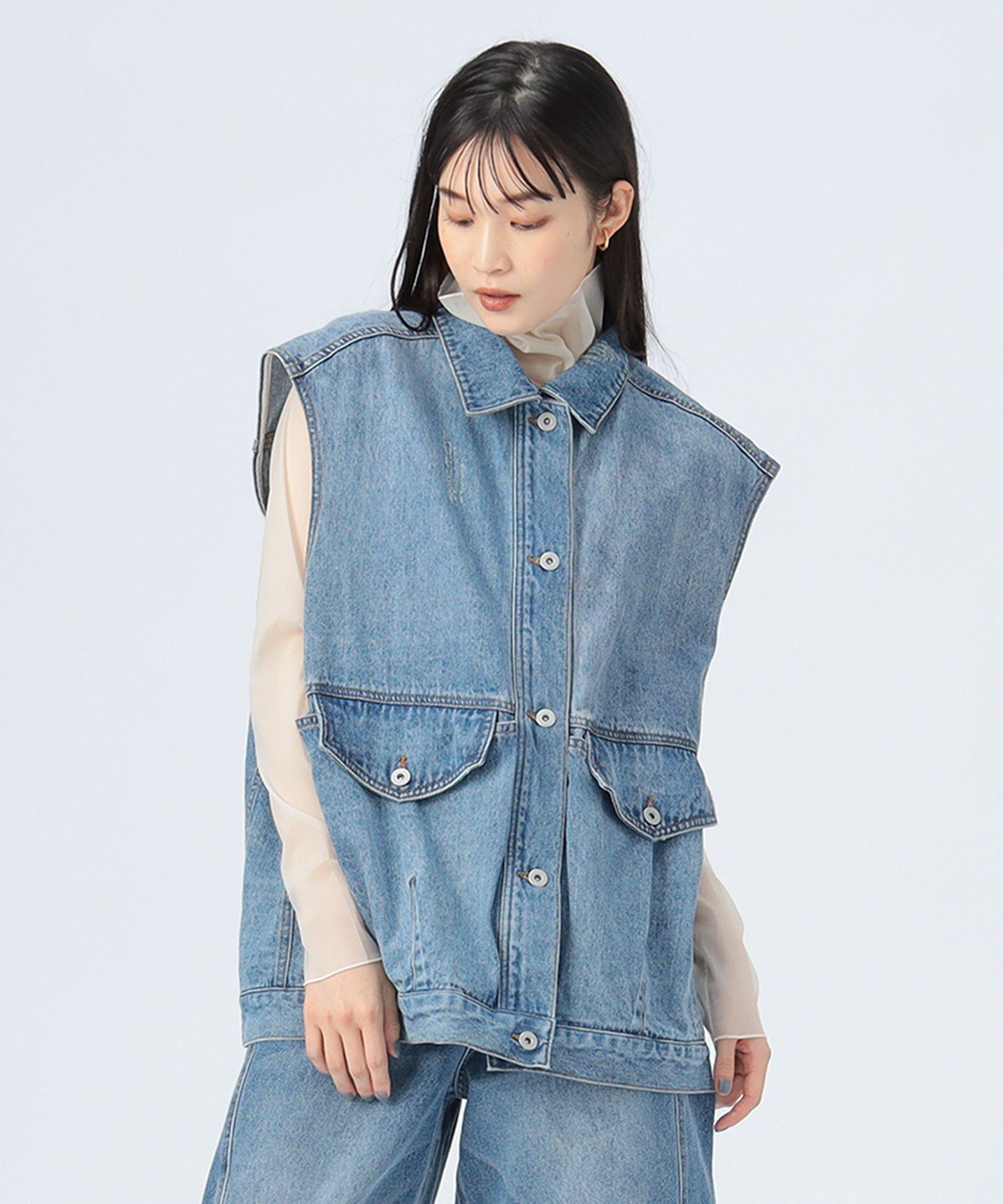 【SALE／40%OFF】BEAMS HEART WOMEN ビッグ デニム ベスト ビームス ハート トップス ベスト・ジレ ブ..