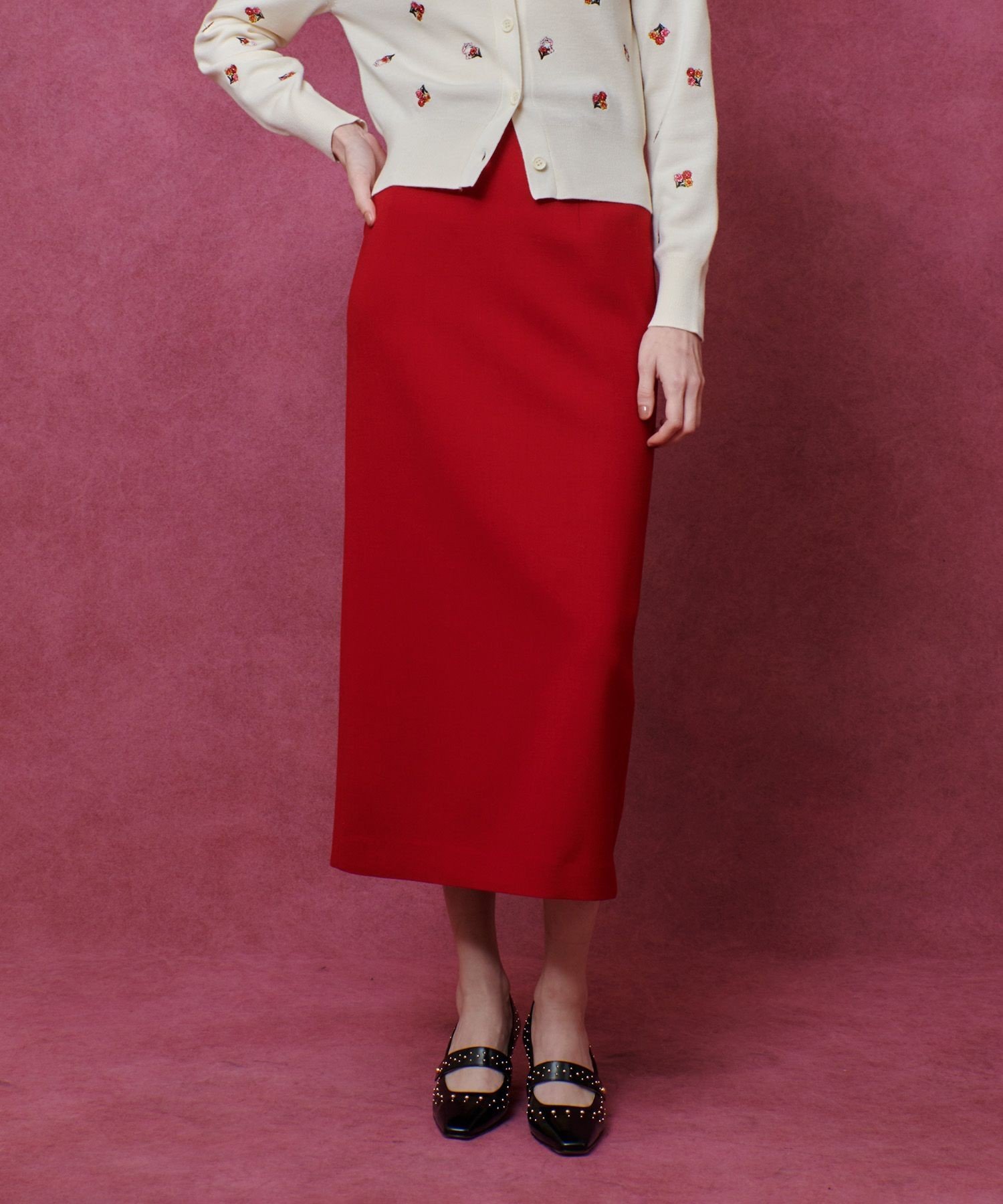 LOULOU WILLOUGHBY 【LOULOU WILLOUGHBY】ウール混ダブルクロスタイトスカート アルアバイル スカート ..