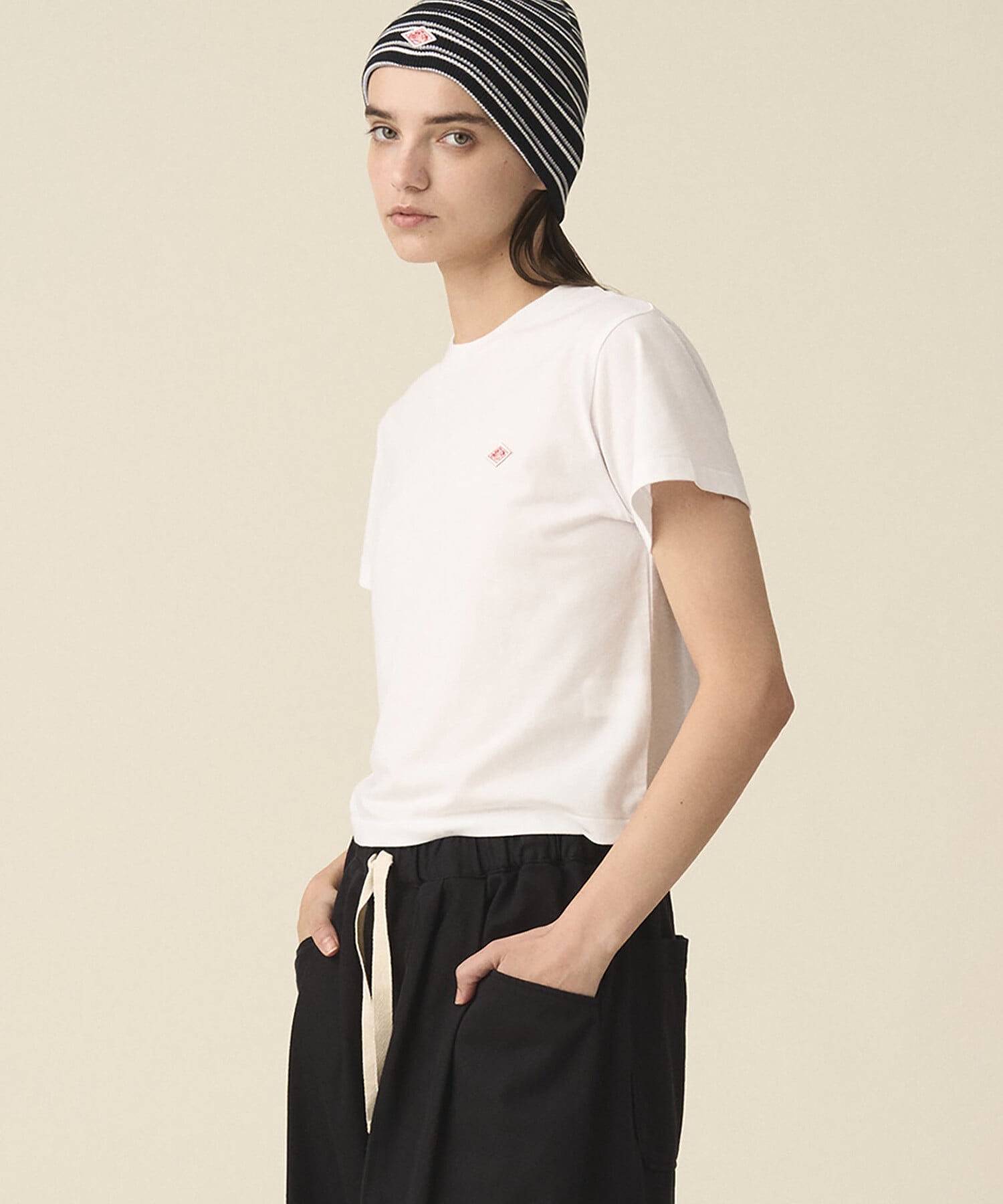 Bshop DANTON ｜ クルーネックTシャツ SOLID WOMEN ビショップ トップス カットソー Tシャツ ホワイト ベージュ【送料無料】