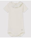 プチバトー　ベビー服 【SALE／30%OFF】PETIT BATEAU フリル衿付き半袖ボディ プチバトー マタニティウェア・ベビー用品 ロンパース・カバーオール ホワイト