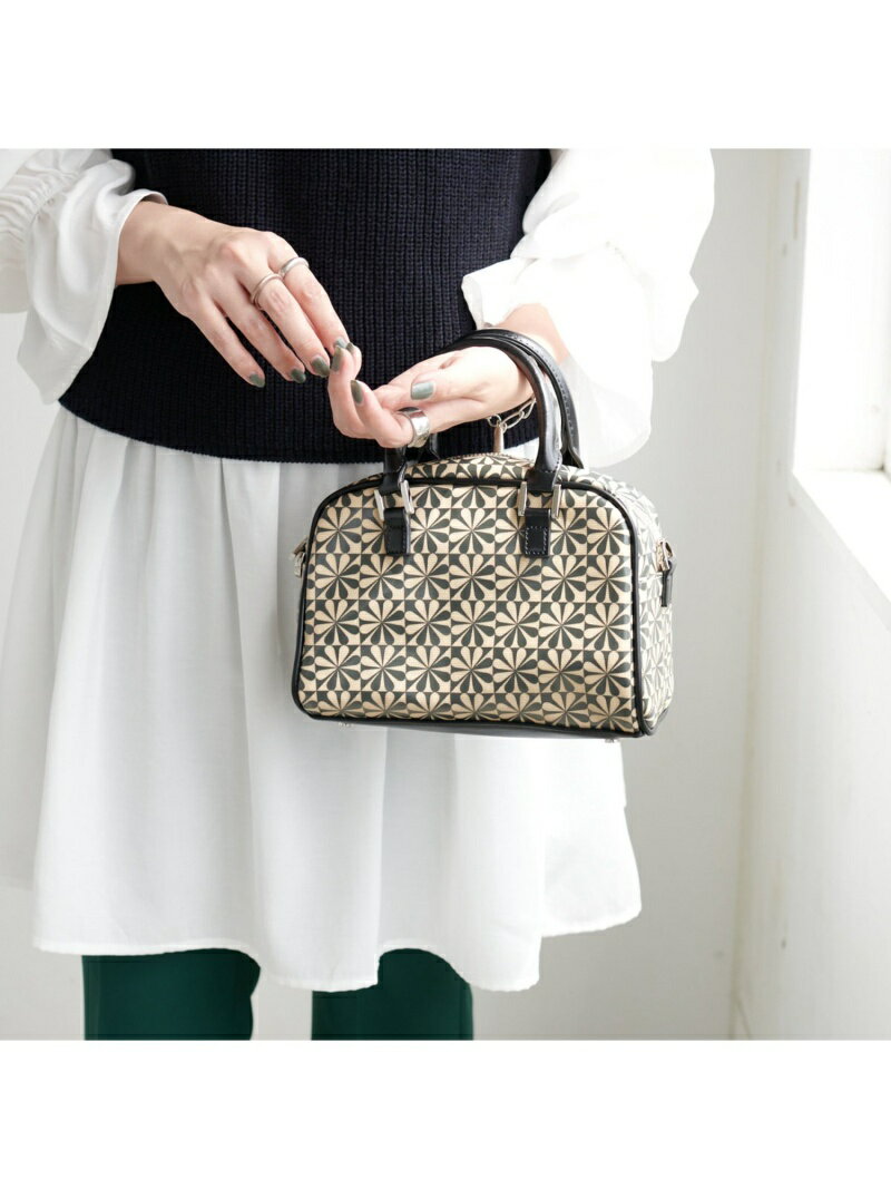 【SALE／84%OFF】Discoat 【Casselini/キャセリーニ】フラワーモノグラムボストンバッグ ディスコート バッグ トートバッグ ブラック レッドのサムネイル