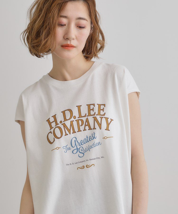 【SALE／5%OFF】grove 【Lee*grove別注】PRINT SLEEVELESS T-SHIRTS グローブ トップス カットソー・Tシャツ ホワイト グレー【送料無料】