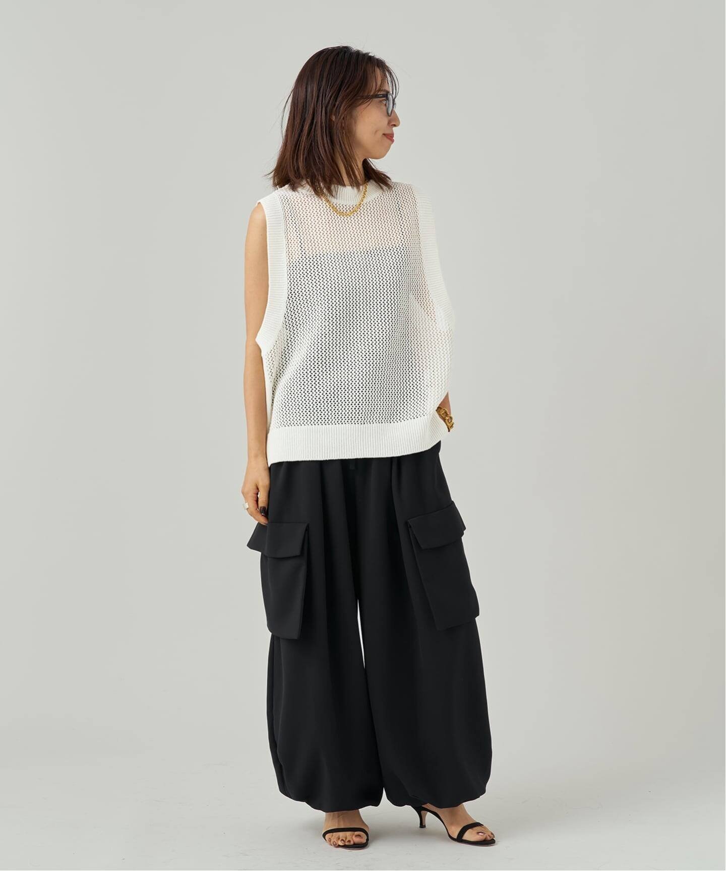 VERMEIL par iena メッシュベスト ヴェルメイユ パー イエナ トップス ニット ホワイト ブラウン