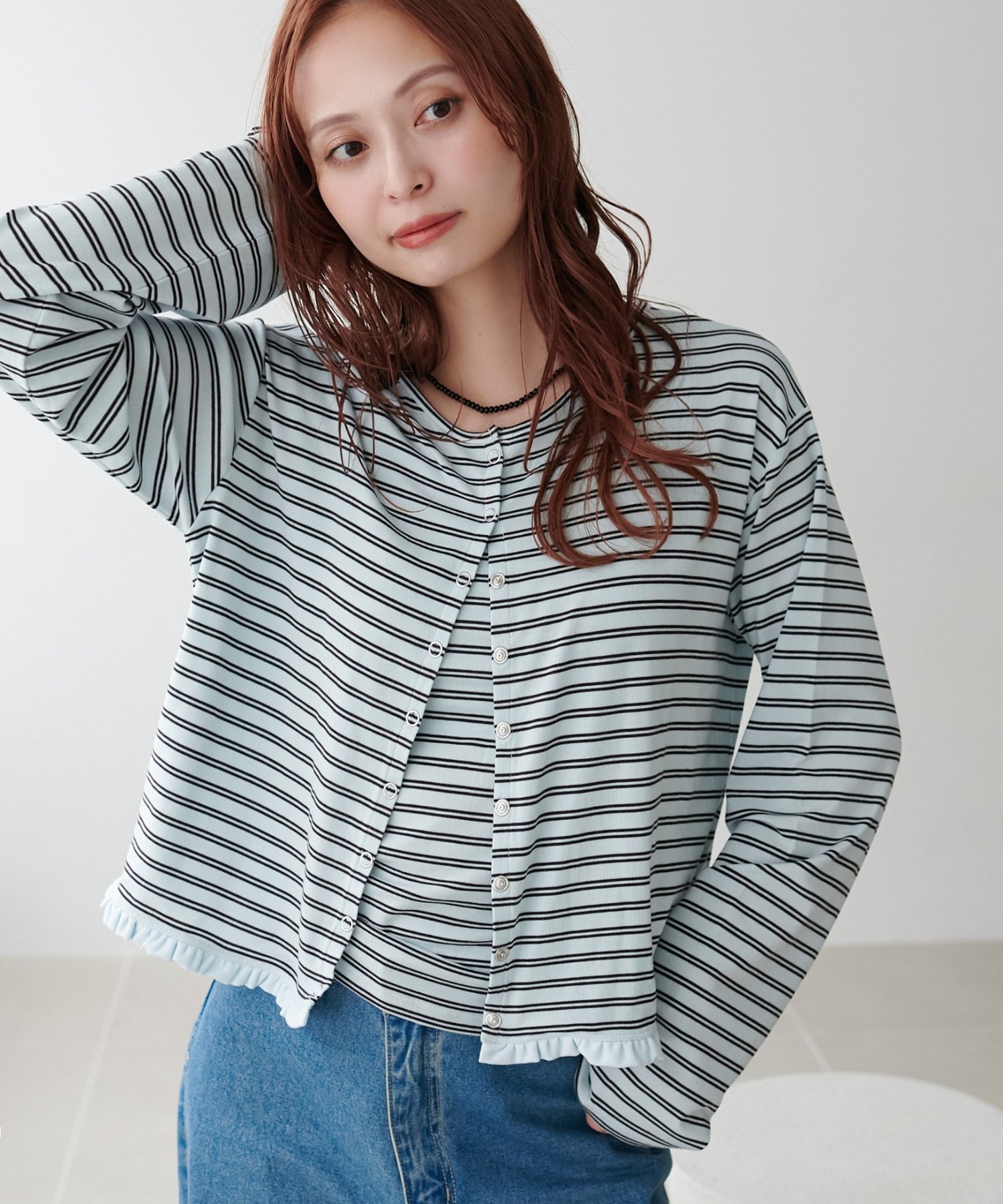 Discoat ボーダーアンサンブル ディスコート トップス カットソー・Tシャツ グレー ブラック ブラウン ブルー【送料無料】