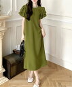 【SALE/31%OFF】Dewlily 【Dewlily】パフスリーブワンピース アミュレット ワンピース・ドレス ワンピース グリーン ブラック