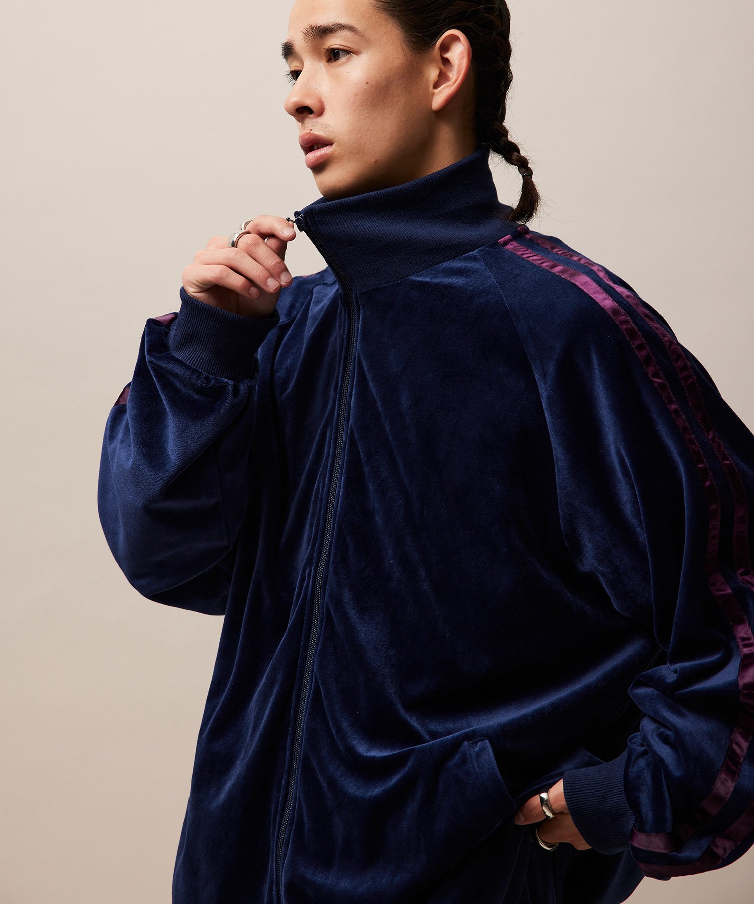 【SALE／50%OFF】re_k by JUNRED re_k by JUNRED / ドレープベロアリブカラートラックジャケット ジュ..