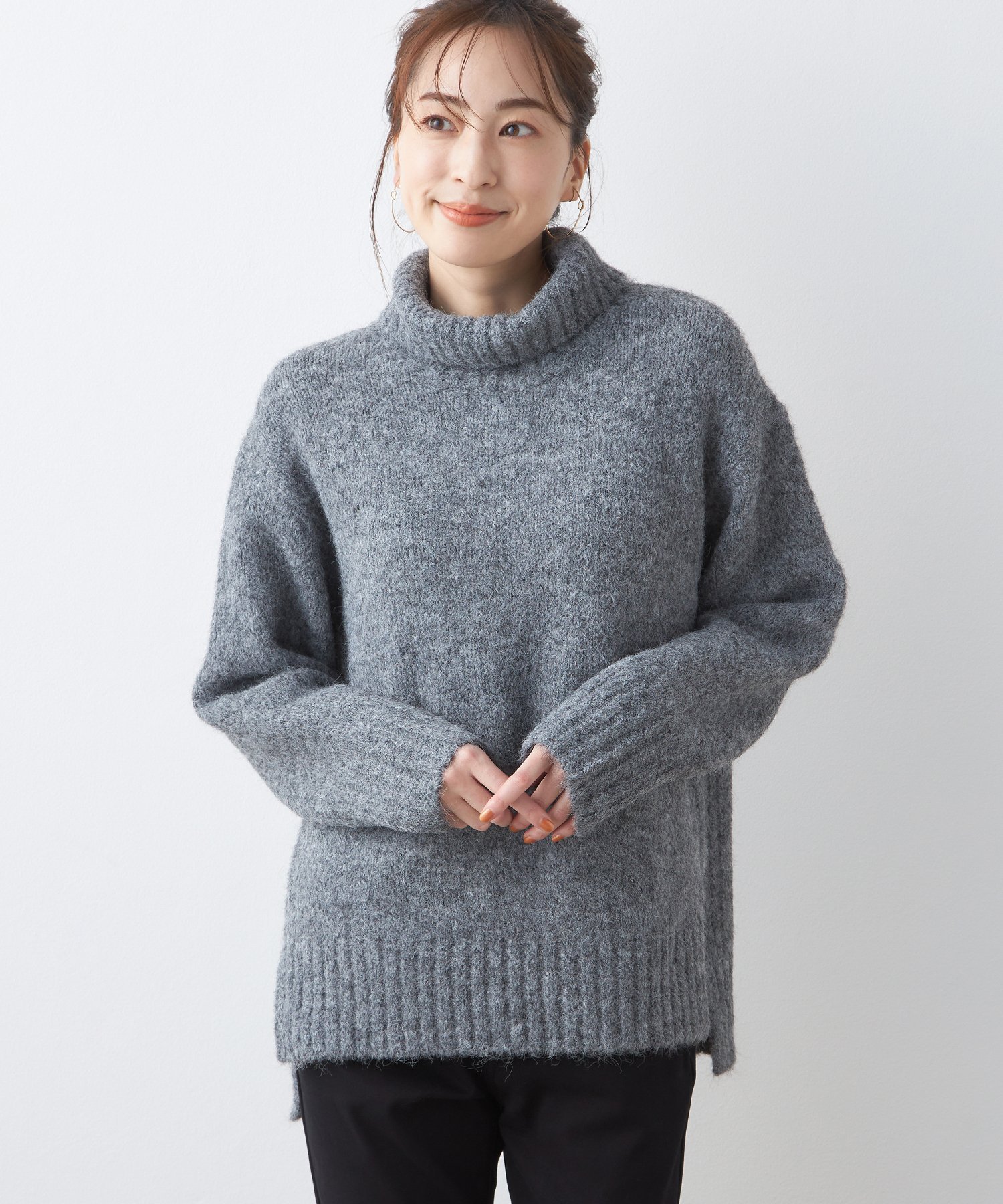 リー トップス レディース 【SALE／60%OFF】Petit Honfleur ヘアリーニットプルオーバー プチオンフルール トップス ニット グレー ベージュ ブルー