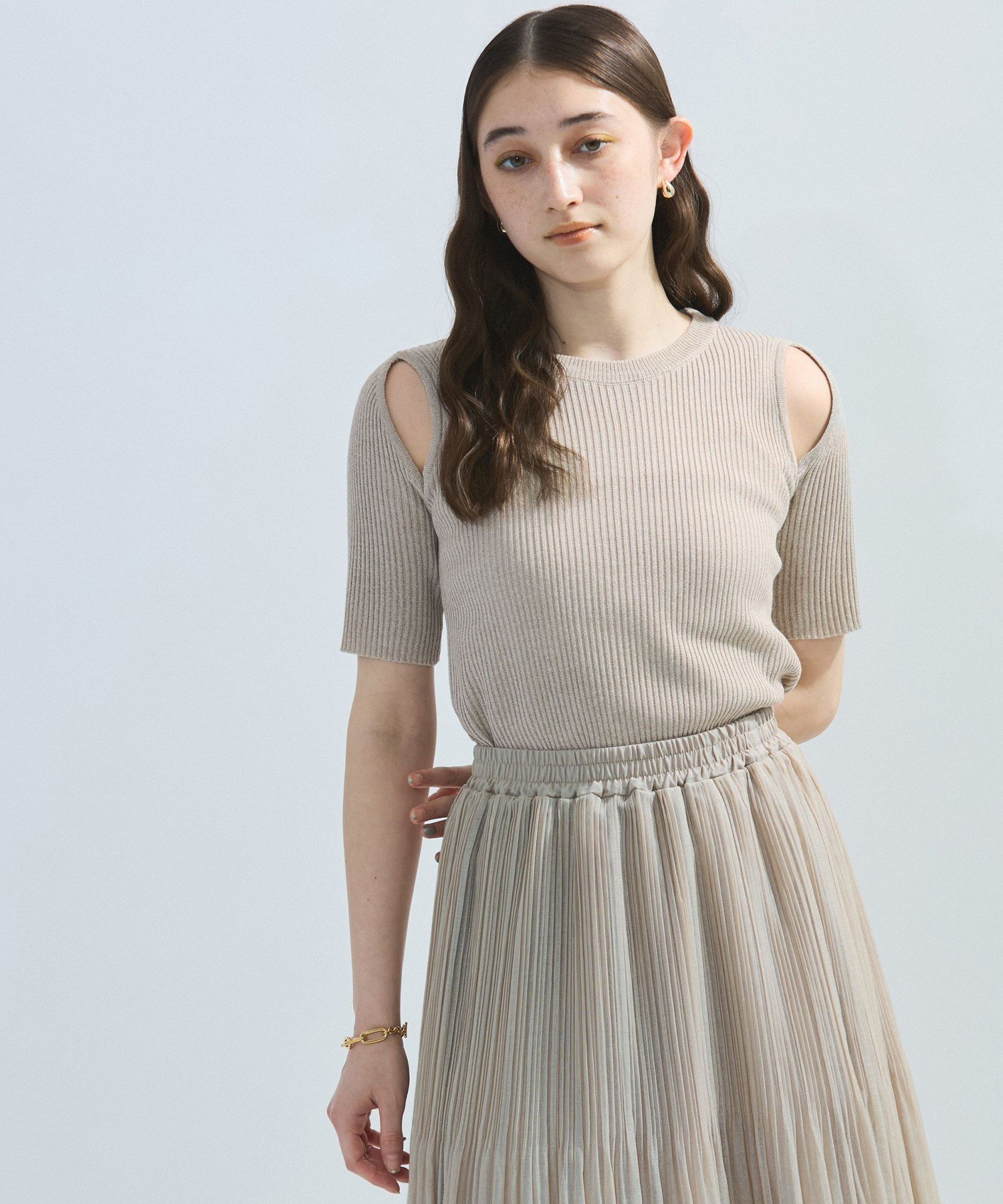 ketty カットアウトミックスニット≪手洗い可能≫ ケティ トップス ニット ブラック ホワイト グリーン