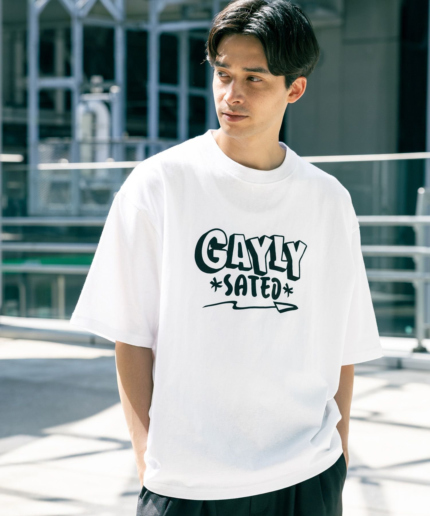 LAKOLE グラフィティTEE ラコレ トップス カットソー・Tシャツ パープル ホワイト ブラック