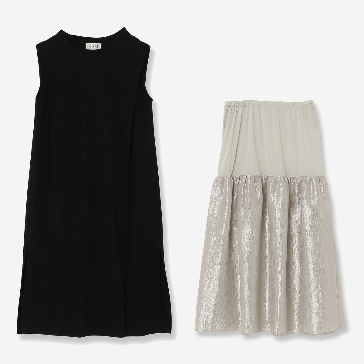 R-ISM 【接触冷感・UVカット】シャイニーペチコンビジャージーワンピース リズム ワンピース・ドレス その他のワンピース・ドレス カーキグリーン ブラック