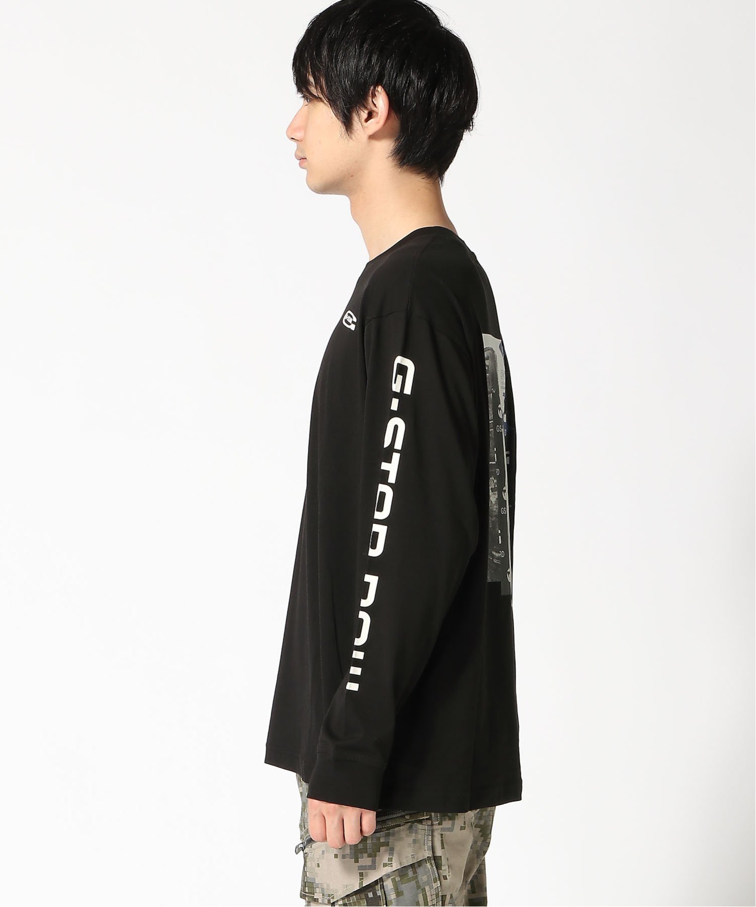 【SALE／50%OFF】G-Star RAW 【公式ショップ】Back And Sleeve Graphic Boxy T-Shirt/バック＆スリーブグラフィックボクシーTシャツ ジースターロゥ トップス カットソー・Tシャツ ブラック