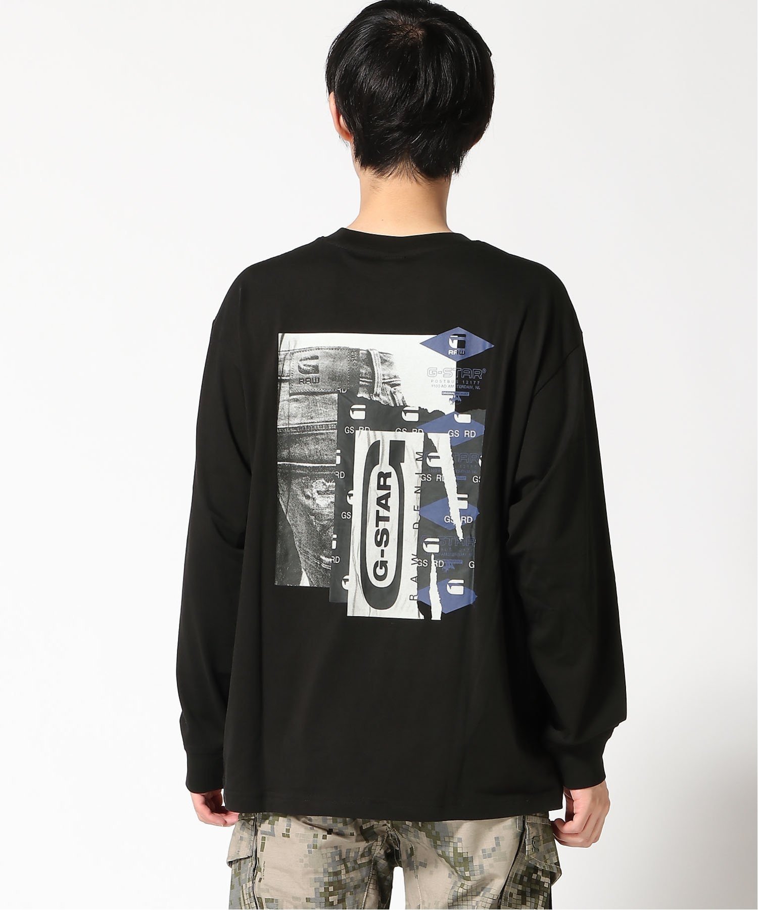 【SALE／50%OFF】G-Star RAW 【公式ショップ】Back And Sleeve Graphic Boxy T-Shirt/バック＆スリーブグラフィックボクシーTシャツ ジースターロゥ トップス カットソー・Tシャツ ブラック