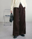 Discoat 【AW先行予約】コーデュロイワイドパンツ ディスコート パンツ その他のパンツ グレー ブラウン【送料無料】