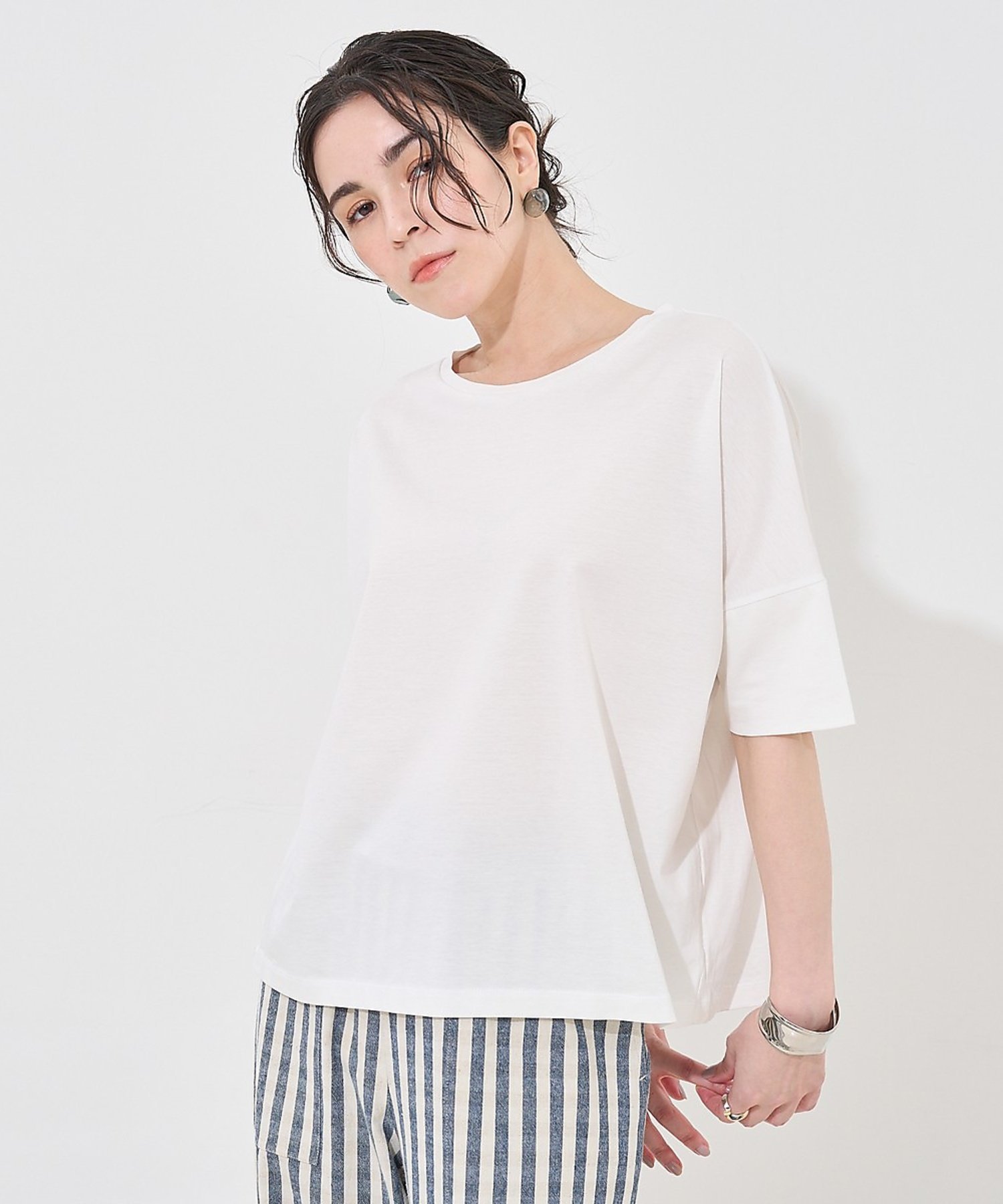 【接触冷感・UVカット】コンパクトクールTシャツ コレックス トップス カットソー・Tシャツ ネイビー グリーン グレー イエロー ピンク ホワイト