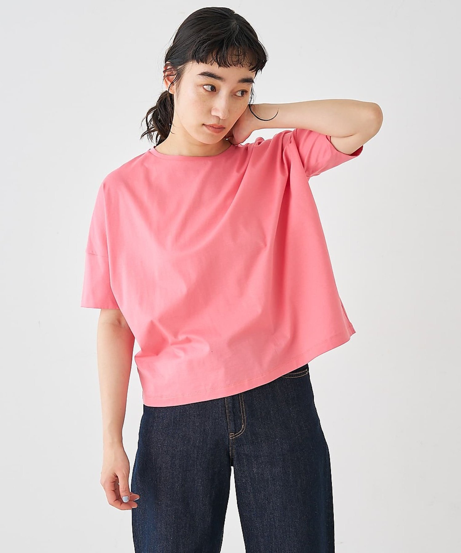 【接触冷感・UVカット】コンパクトクールTシャツ コレックス トップス カットソー・Tシャツ ネイビー グリーン グレー イエロー ピンク ホワイト