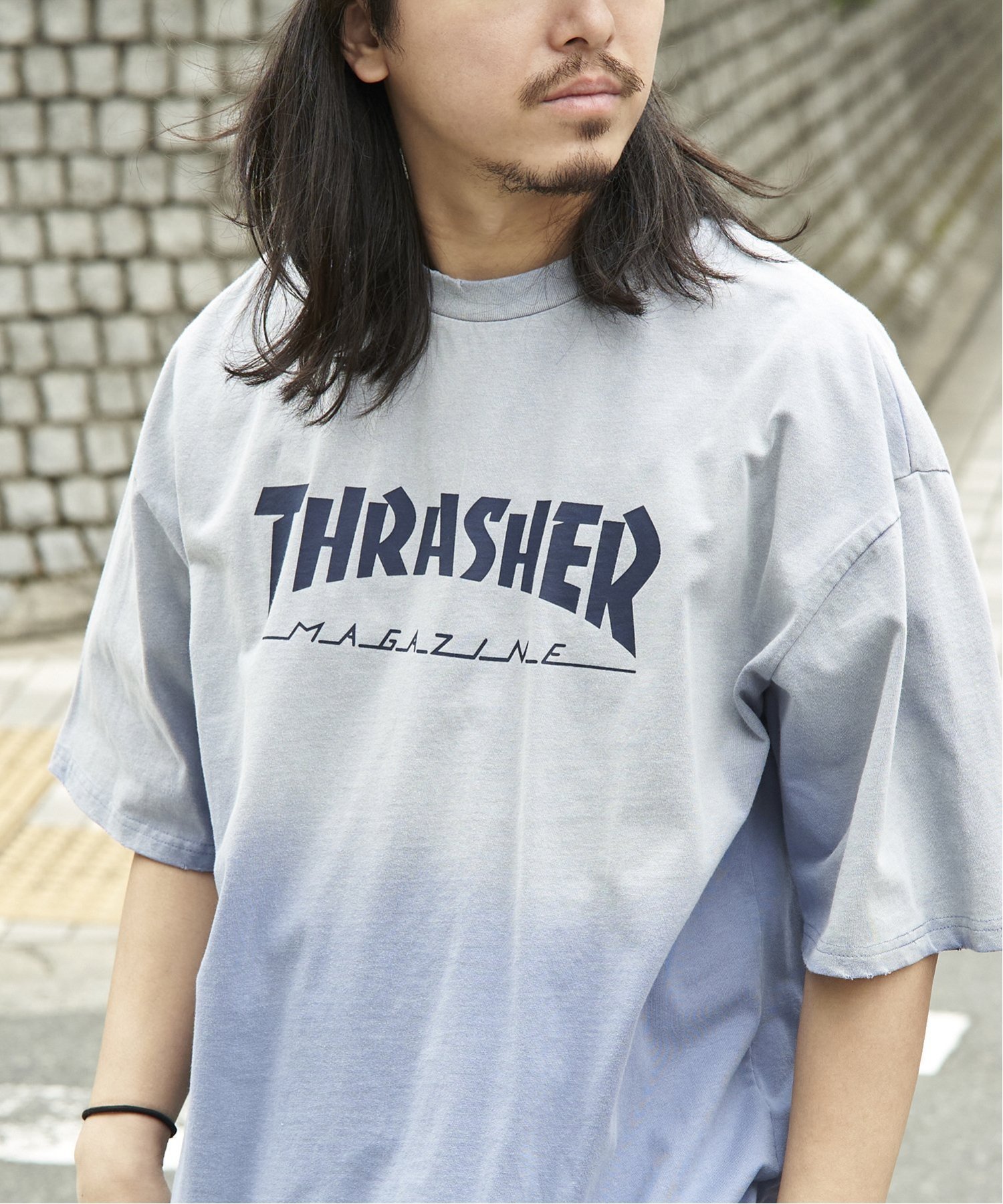 VENCE share style MENs THRASHER スラッシャー ヴィンテージダメージTシャツ ヴァンス エクスチェンジ トップス カットソー・Tシャツ ブラック ピンク ブラウン ブルー