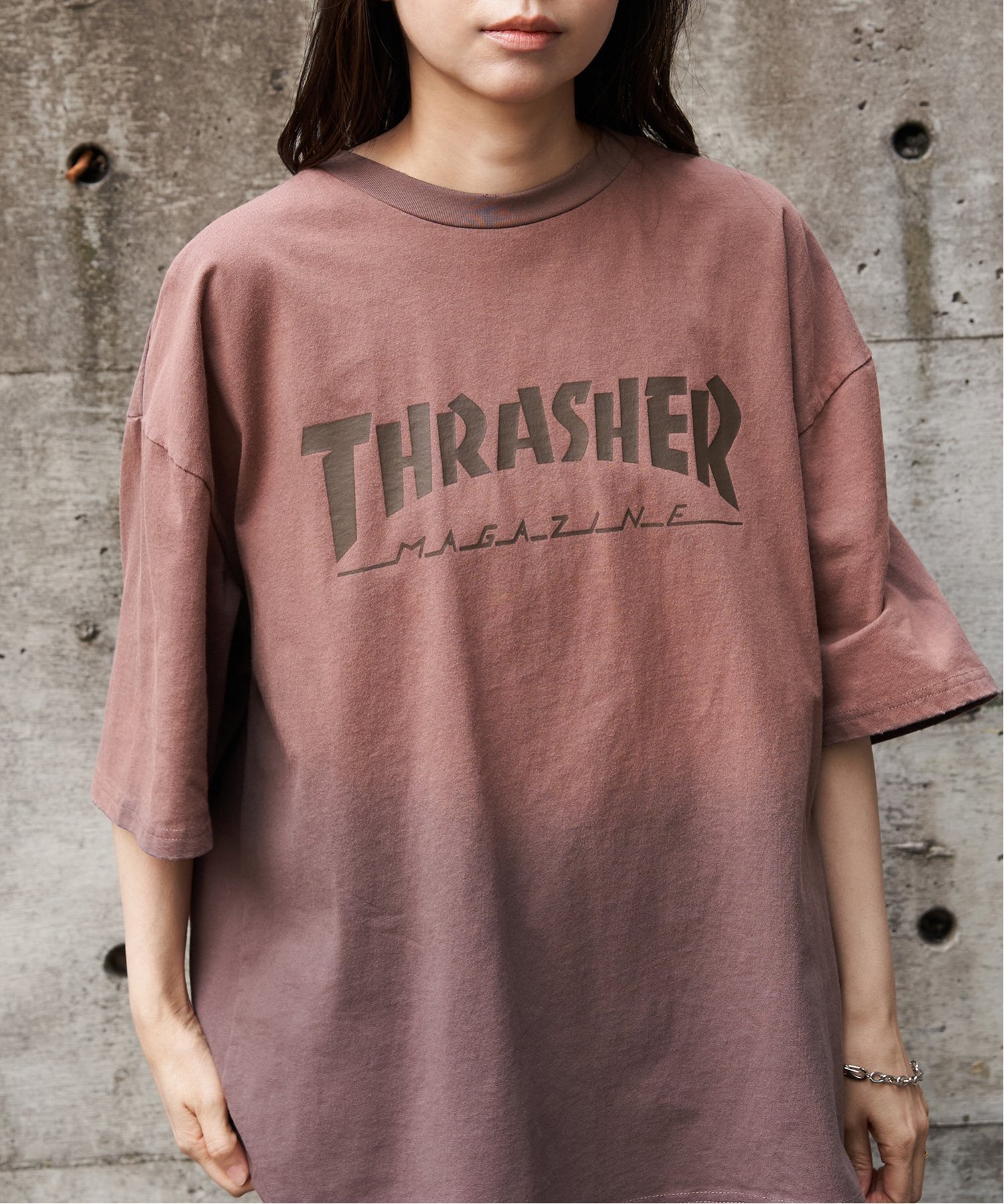 VENCE share style MENs THRASHER スラッシャー ヴィンテージダメージTシャツ ヴァンス エクスチェンジ トップス カットソー・Tシャツ ブラック ピンク ブラウン ブルー