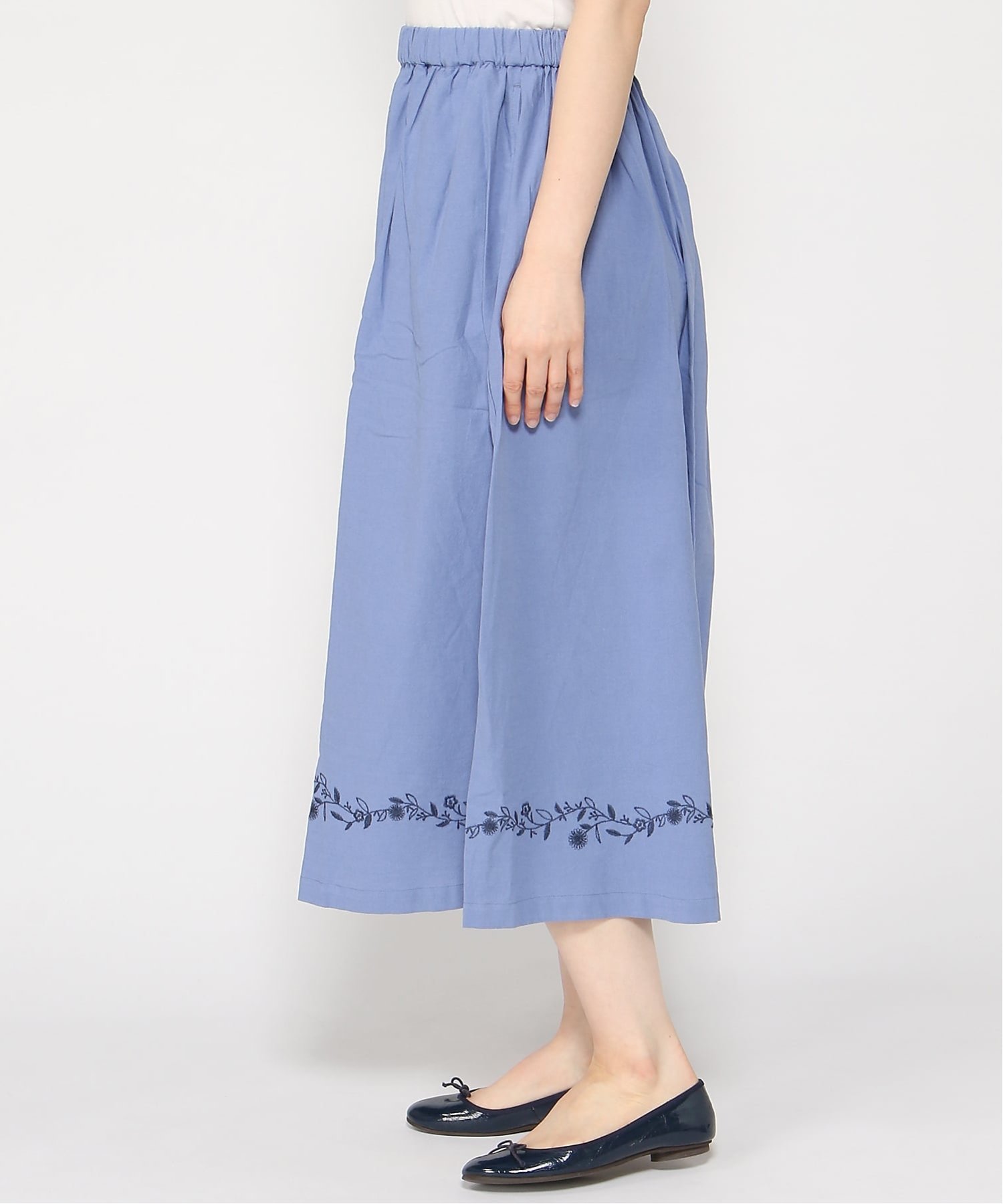 cloudnine cloudnine/シャツ開きダミー 裾花刺?入りスカート クラウドナイン スカート ロング・マキシスカート ブルー【送料無料】