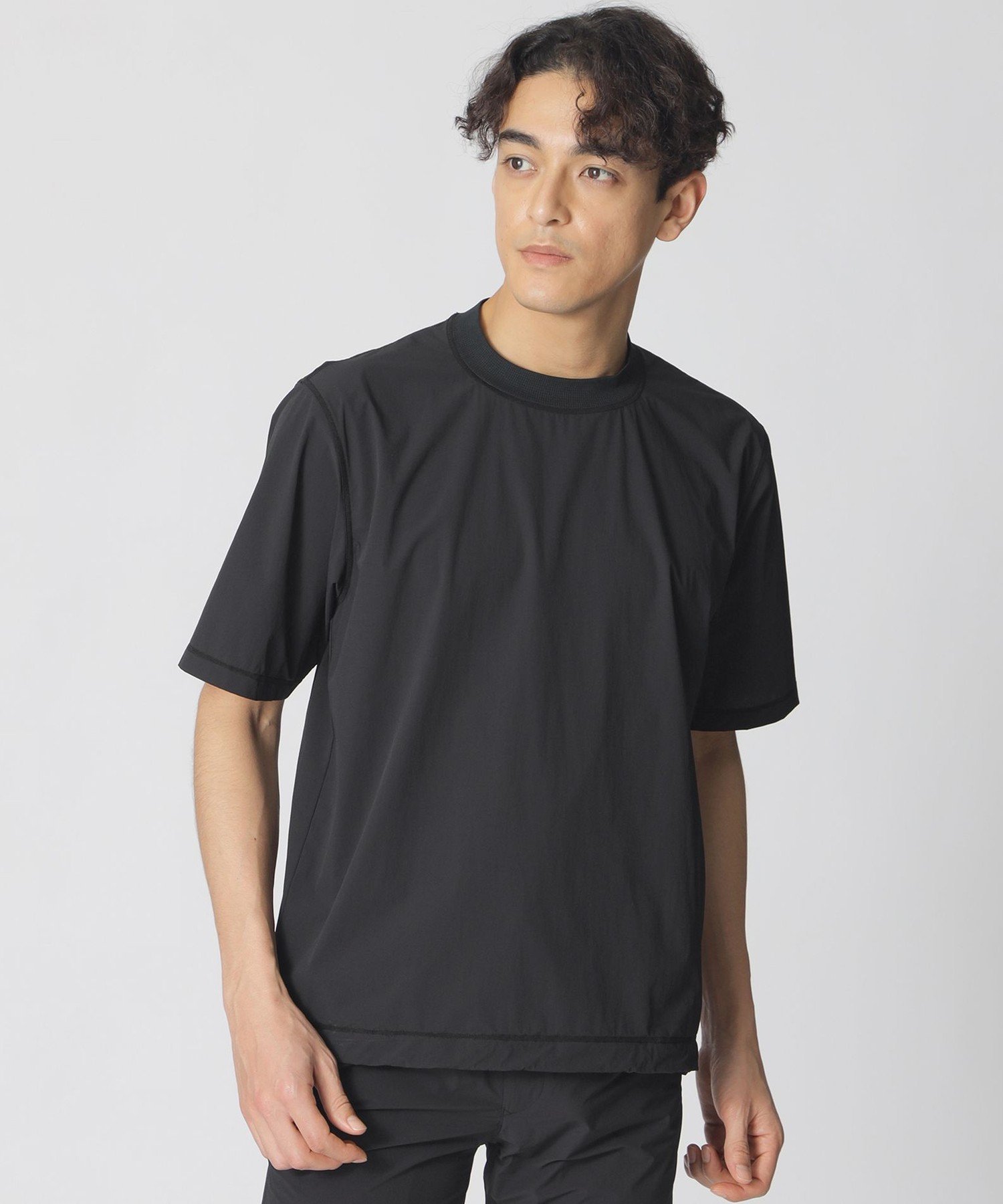 Paul Stuart 【_RTM】ストレッチタフタ半袖Tシャツ ポール・スチュアート トップス カットソー・Tシャツ ブラック ブルー