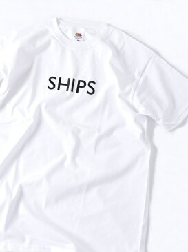 SHIPS SC:【一部WEB限定カラー】SHIPSロゴエンブロイダリーTシャツ シップス カットソー Tシャツ ホワイト ベージュ ブラウン イエロー グリーン ネイビー パープル【送料無料】