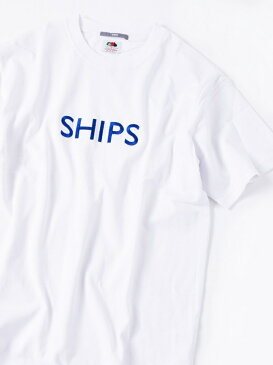 SHIPS SC:【一部WEB限定カラー】SHIPSロゴエンブロイダリーTシャツ シップス カットソー Tシャツ ホワイト ベージュ ブラウン イエロー グリーン ネイビー パープル【送料無料】