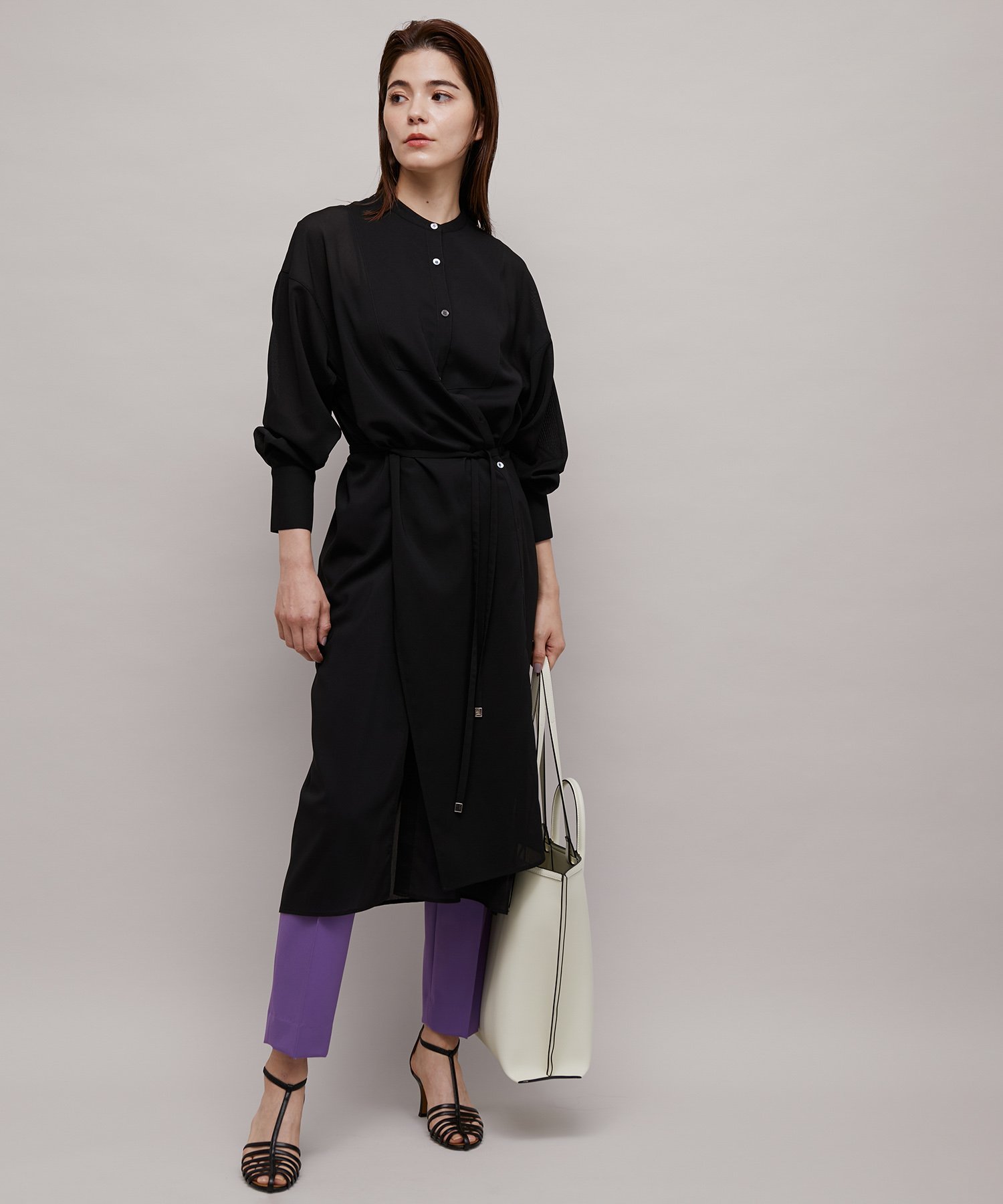 【SALE／60%OFF】ROPE' 【秋の新作】マルチWAYボザムシャツワンピース ロペ ワンピース・ドレス シャツワンピース ベージュ カーキグリーン ブラック【送料無料】のサムネイル