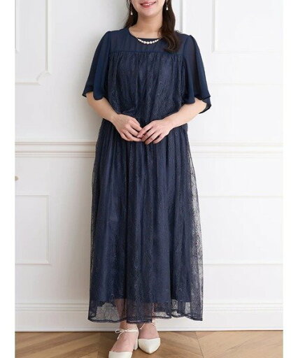 Re-J&SUPURE アクセ付き総レースドレス リジェイアンドスプル ワンピース・ドレス ドレス パープル ネイビー【送料無料】 Re-J&SUPURE アクセ付き総レースドレス リジェイアンドスプル ワンピース・ドレス ドレス パープル ネイビー【送料無料】