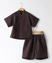 SHIPS KIDS SHIPS KIDS:90cm /<吸水速乾>幾何柄 甚平 シップス 着物・浴衣・和装小物 浴衣 ブラウン【送料無料】