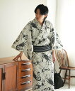 Nico@ntique ニコアンティーク 高級変わり織 メンズ 浴衣3点セット 白地に黒の伊勢海老 ウタタネ 着物・浴衣・和装小物 浴衣 ホワイト【送料無料】