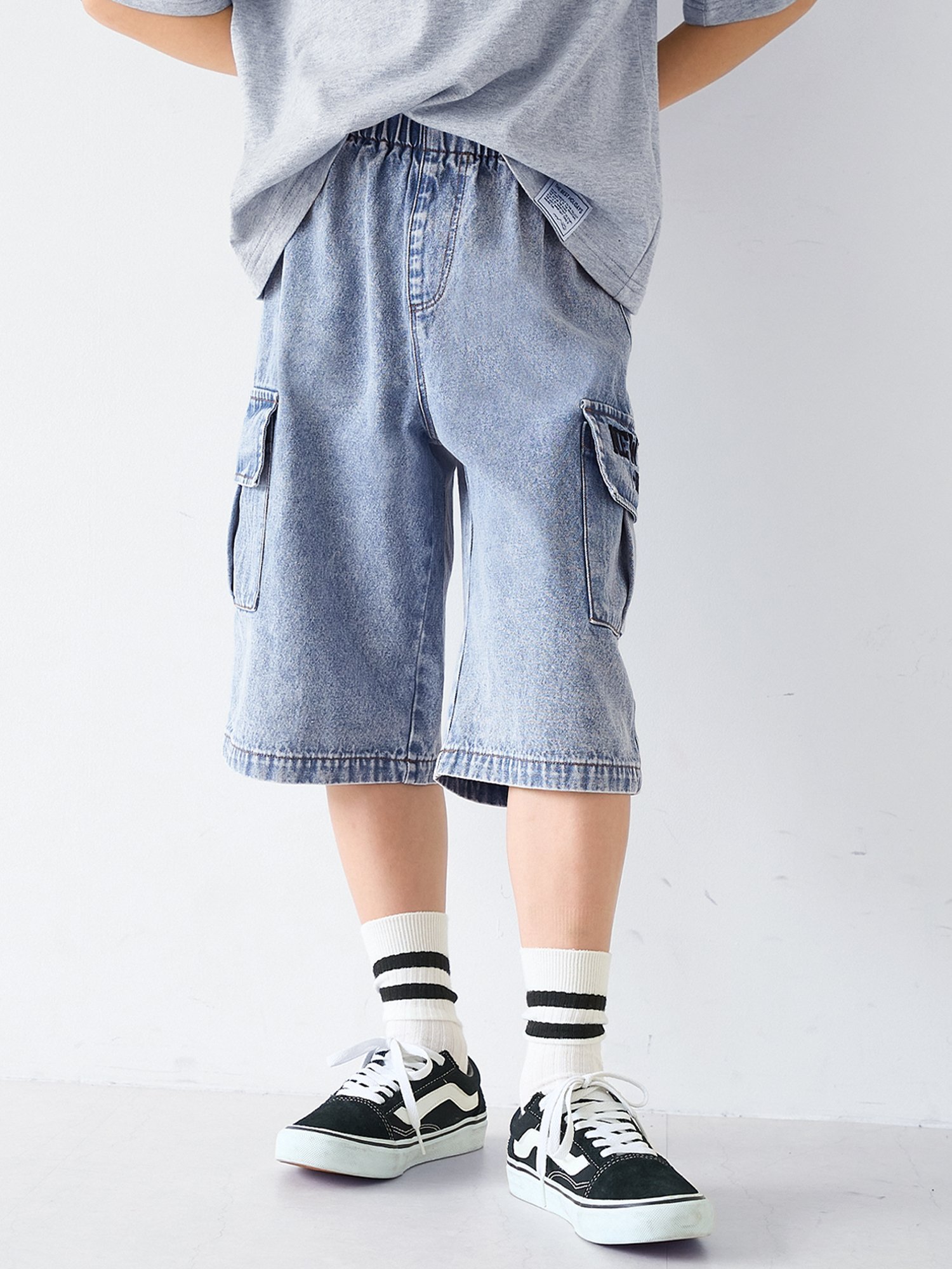 coca キッズ デニムカーゴハーフパンツ コカ パンツ ジーンズ・デニムパンツ ブルーのサムネイル