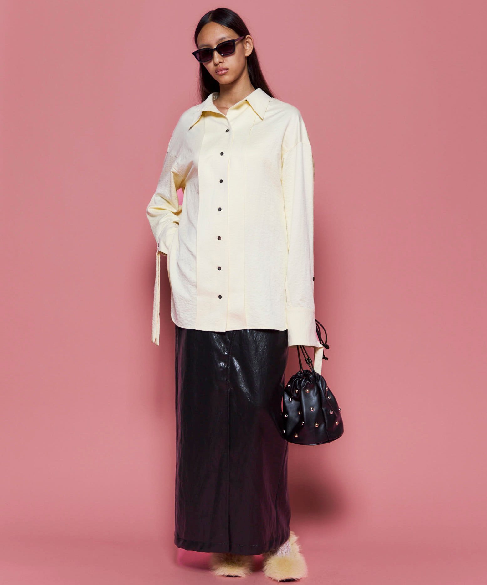 MAISON SPECIAL Waist Cross Vegan Leather Tight Slit Skirt メゾンスペシャル スカート ロング・マキシスカート ブラック