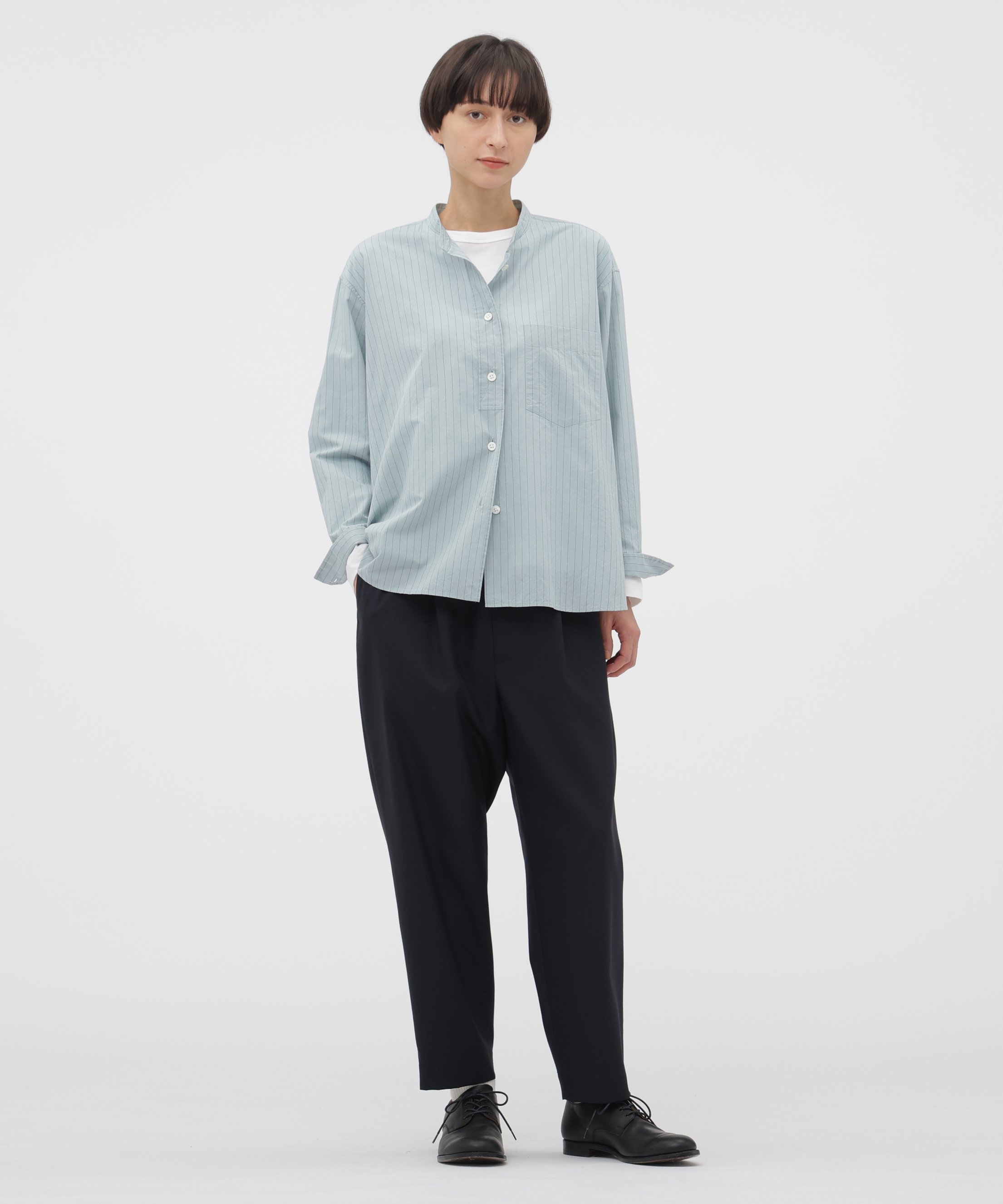 MARGARET HOWELL SIMPLE STRIPE COTTON SHIRT マーガレット・ハウエル トップス シャツ・ブラウス ブルー ホワイト