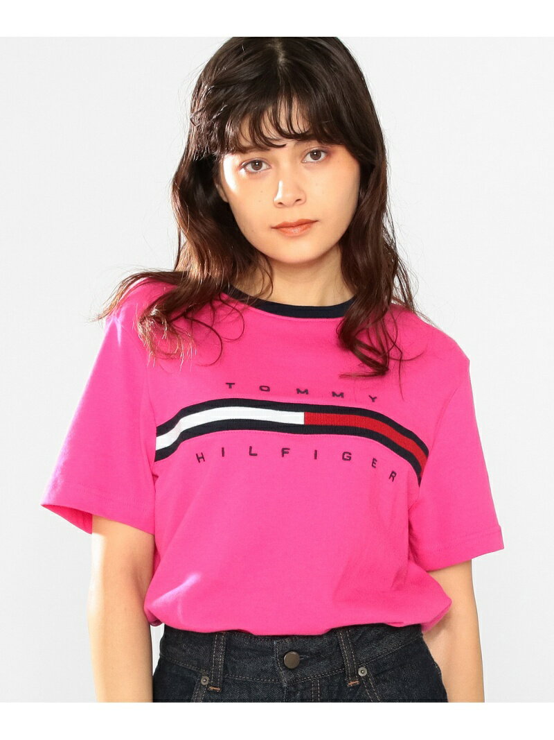 【SALE／18%OFF】TOMMY HILFIGER (U)TOMMY HILFIGER(トミーヒルフィガー) トミーヒルフィガー ロゴTシャツ トミーヒルフィガー トップス カットソー・Tシャツ ピンク ブルー【送料無料】