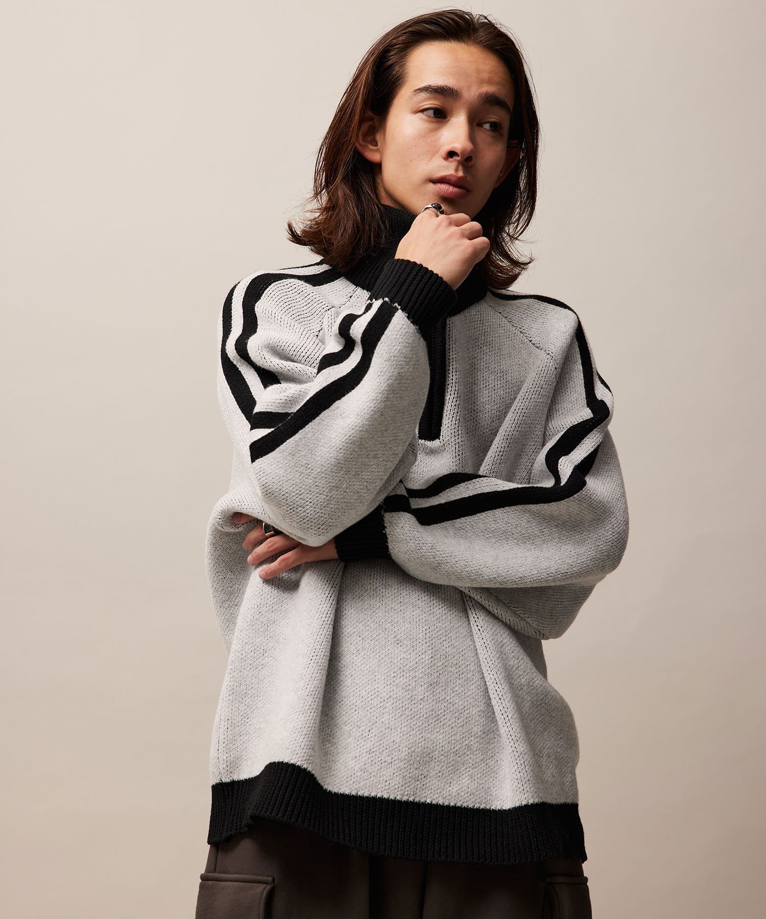 【SALE／50%OFF】re_k by JUNRED re_k by JUNRED / ハーフジップトラックニット ジュン スタンダード ..