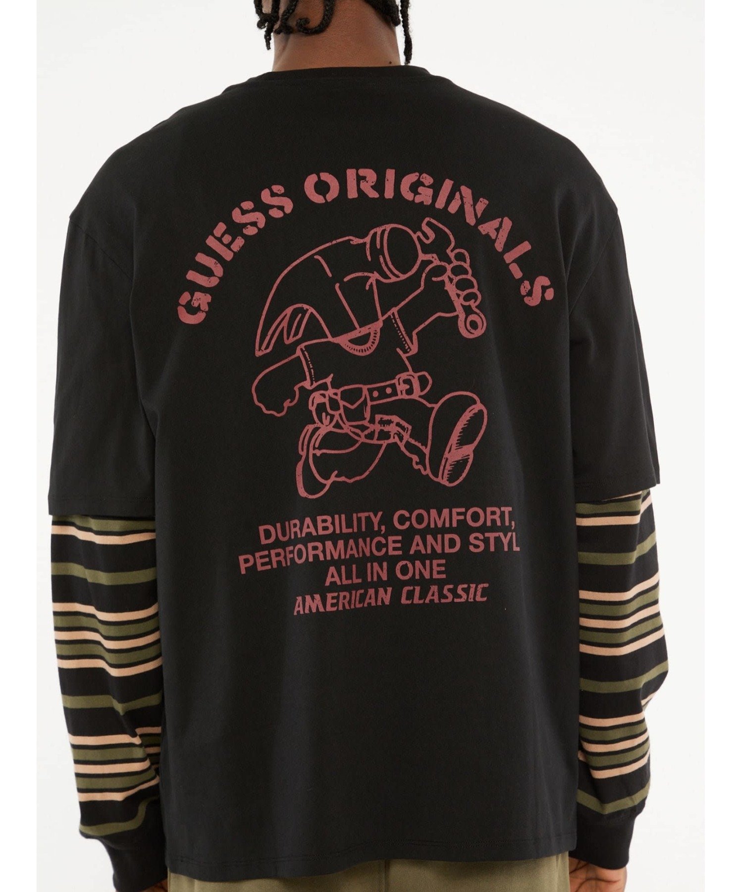 【SALE／50%OFF】GUESS Originals GUESS Originals 半袖Tシャツ(M)Carpenter Shop Tee ゲス トップス カットソー・Tシャツ ホワイト ブラック