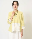 GEORGES RECH シャーリングタフタダンボールコンビプルオーバー ジョルジュ・レッシュ トップス カットソー・Tシャツ イエロー ネイビー ホワイト【送...