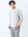 【SALE/20%OFF】m.f.editorial 着流しカーデ7分&半袖Tシャツ アンサンブル タカキュー トップス アンサンブル ブルー グレー【送料無料...