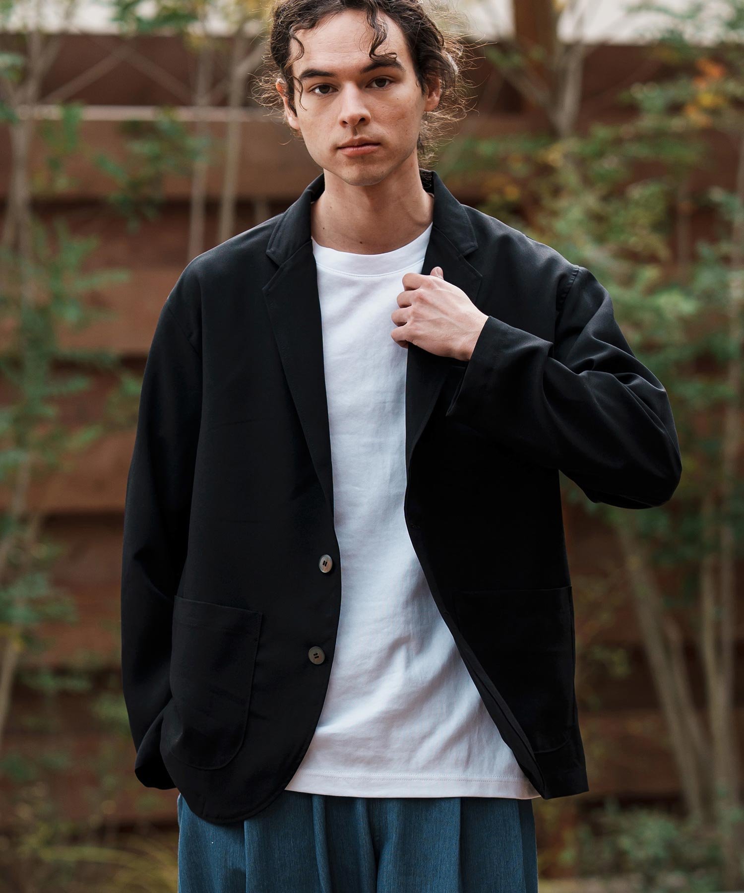 CAMBIO mj10564-テックリネンテーラードジャケット カンビオ ジャケット・アウター その他のジャケット・アウター ブラック グレー【送料無料】