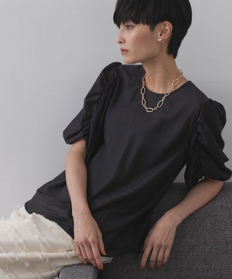 【SALE／30%OFF】OPAQUE.CLIP シアーボリュームスリーブブラウス【洗濯機洗い可】 オペークドットクリップ トップス シャツ・ブラウス ブラウン レッド ブラック
