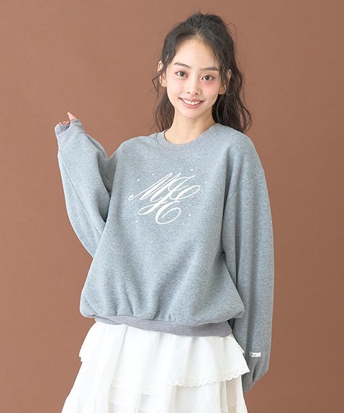 Mi-je ニュアンスロゴトレーナー【韓国ファッション】 ナルミヤオンライン トップス スウェット・トレーナー グレー ブルー【送料無料】(4)