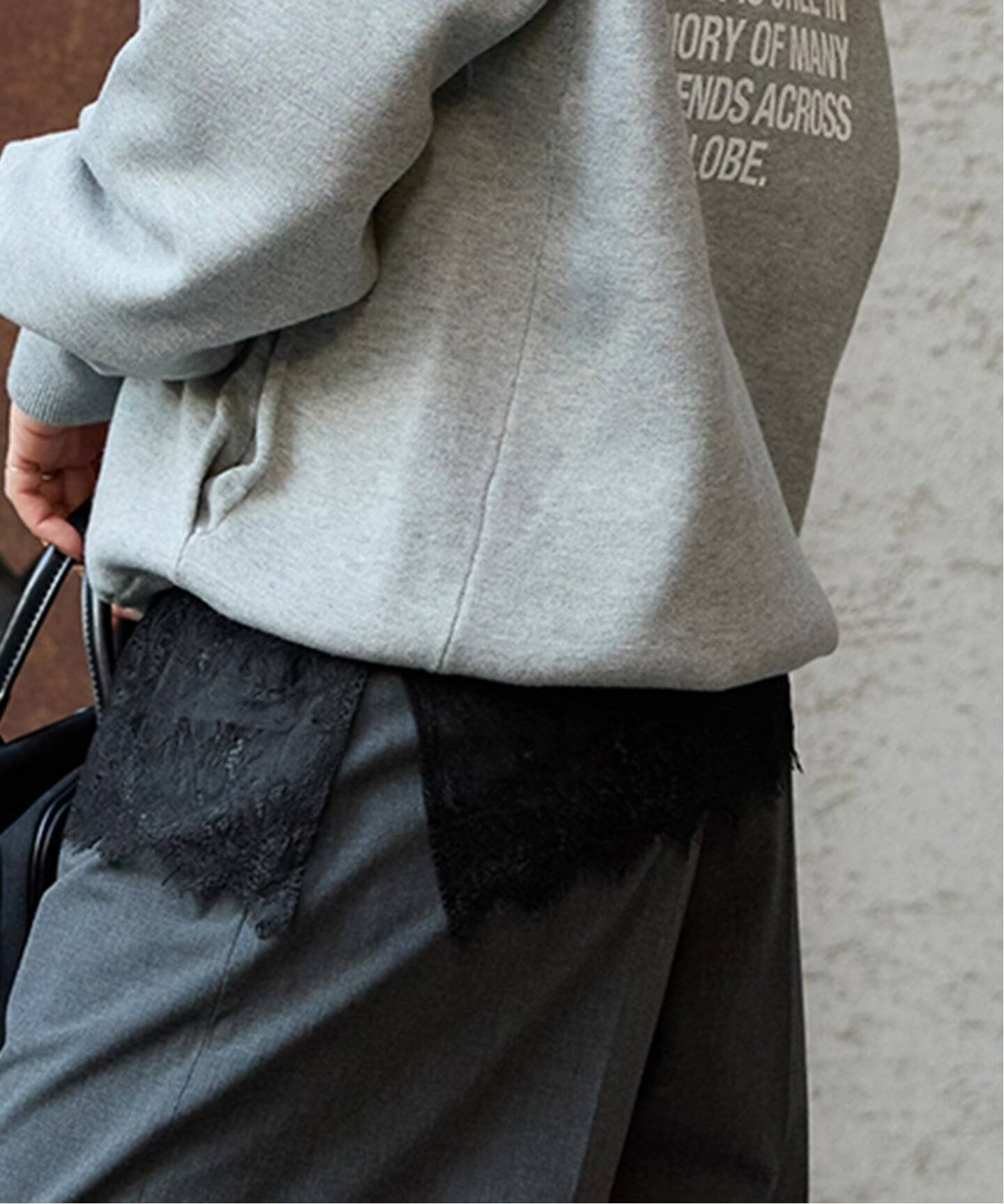 JOURNAL STANDARD 《追加4》レースヘム クルーネックシアーロングT ジャーナル スタンダード トップス カットソー・Tシャツ ベージュ ブラック