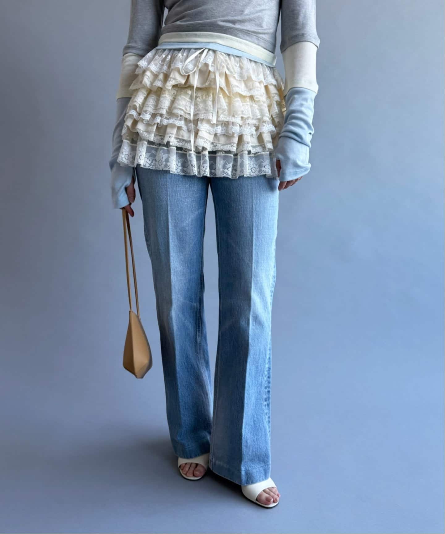 EDIT.FOR LULU 【YUHAN WANG/ユハン・ワン】lace ruffle tiered skirt エディット フォー ルル スカート その他のスカート ホワイト【送料無料】