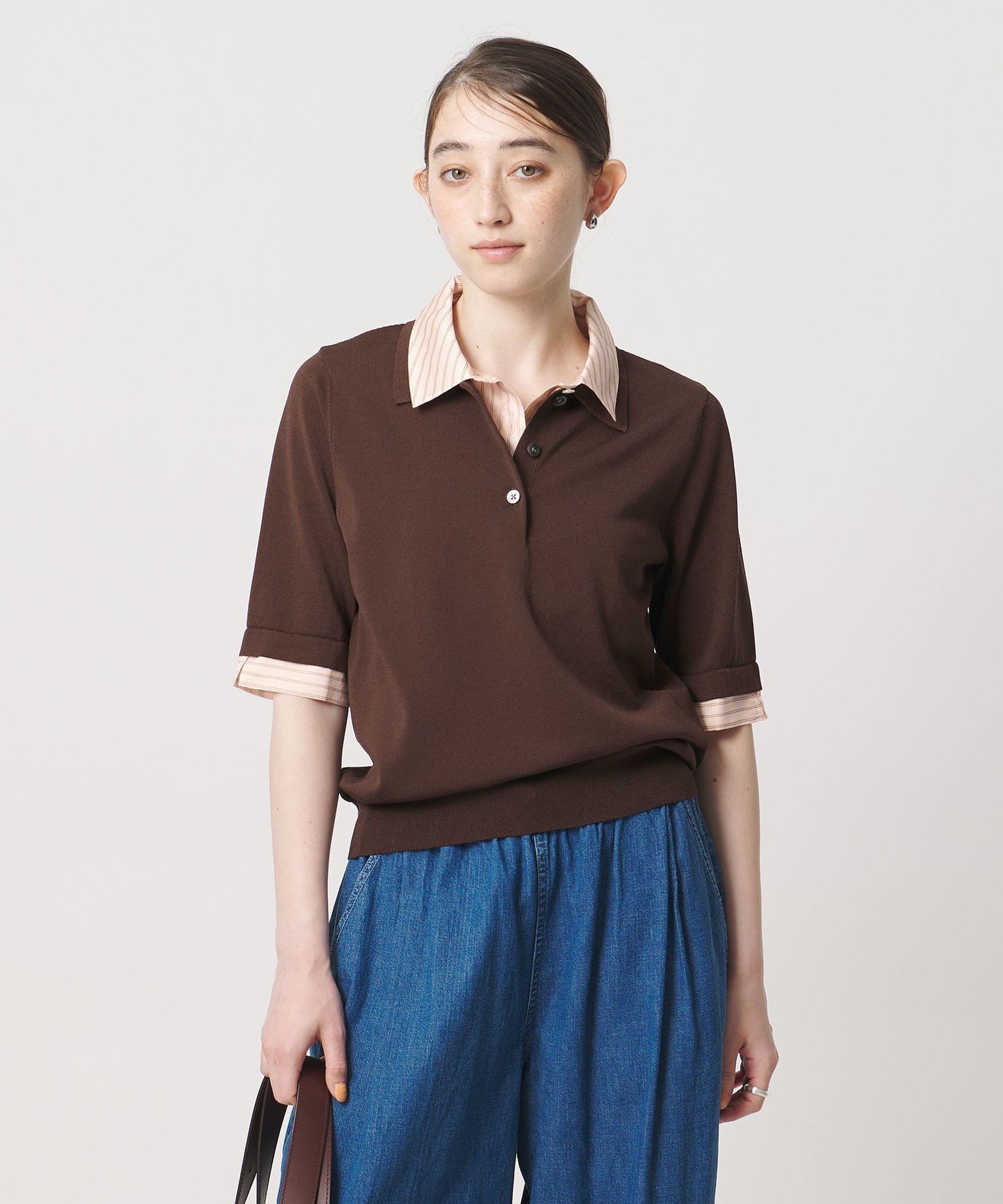 UNITED ARROWS ポロコンビ 4WAY ニット -ウォッシャブル- ユナイテッドアローズ トップス ニット ブラウン ブラック ネイビー【送料無料】 2