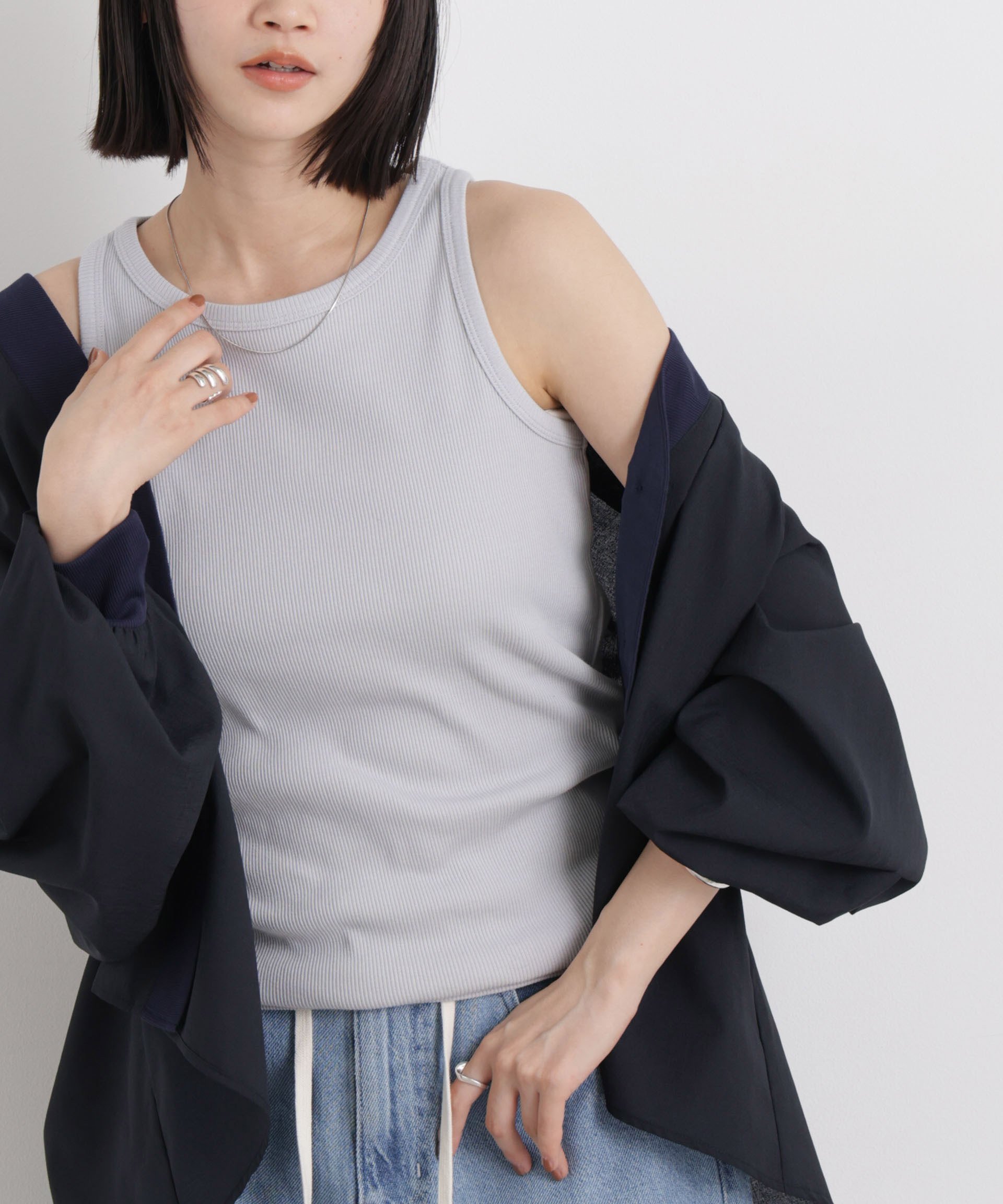 【SALE／30%OFF】NANO universe UVカット抗菌防臭吸水速乾イージーケア アメスリタンクトップ ナノユニバース トップス カットソー・Tシャツ ブラック ホワイト グレー stylife-15630068 Rakuten Fashion サンプル画像2